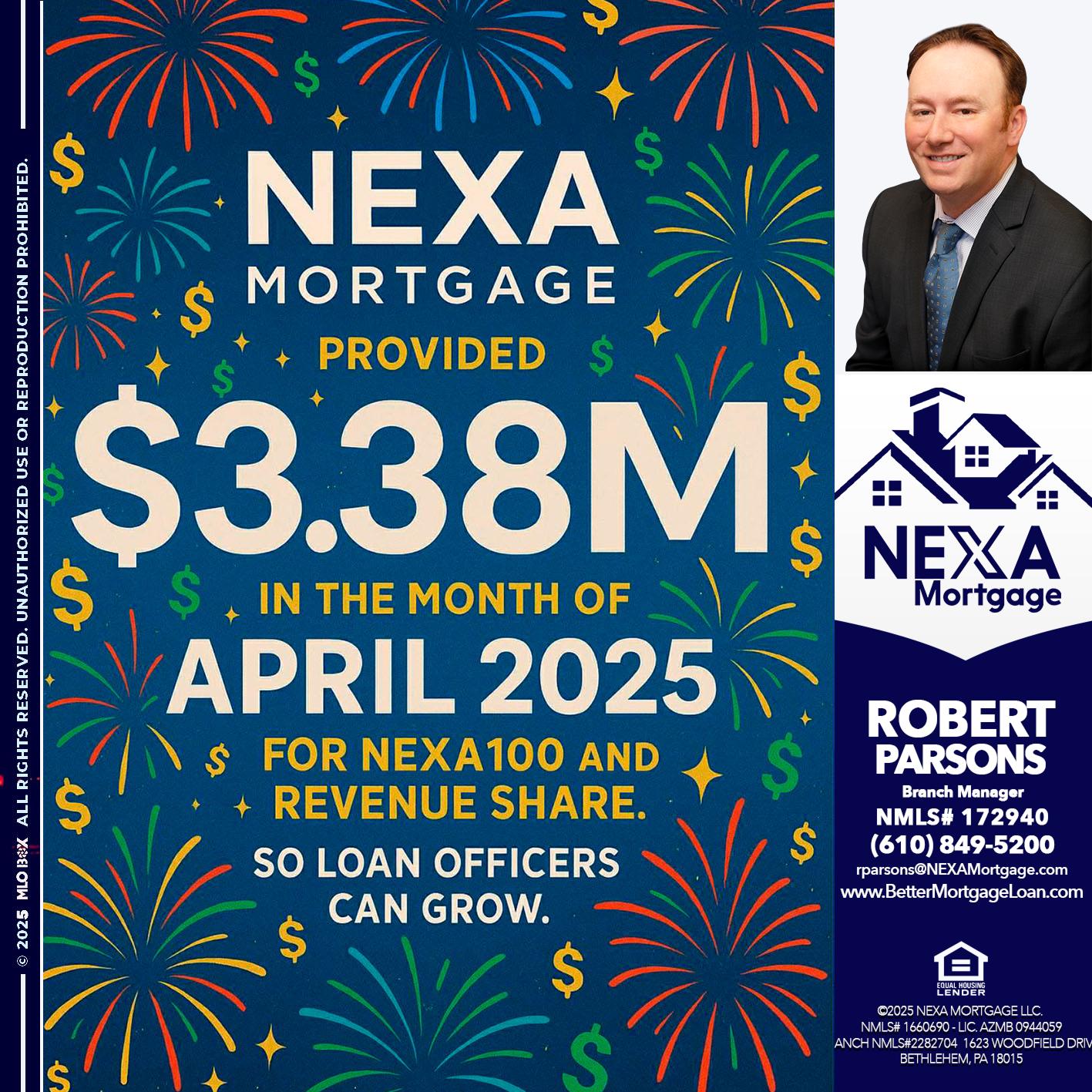 $3.38M - Robert Parsons -Mortgage Loan Originator