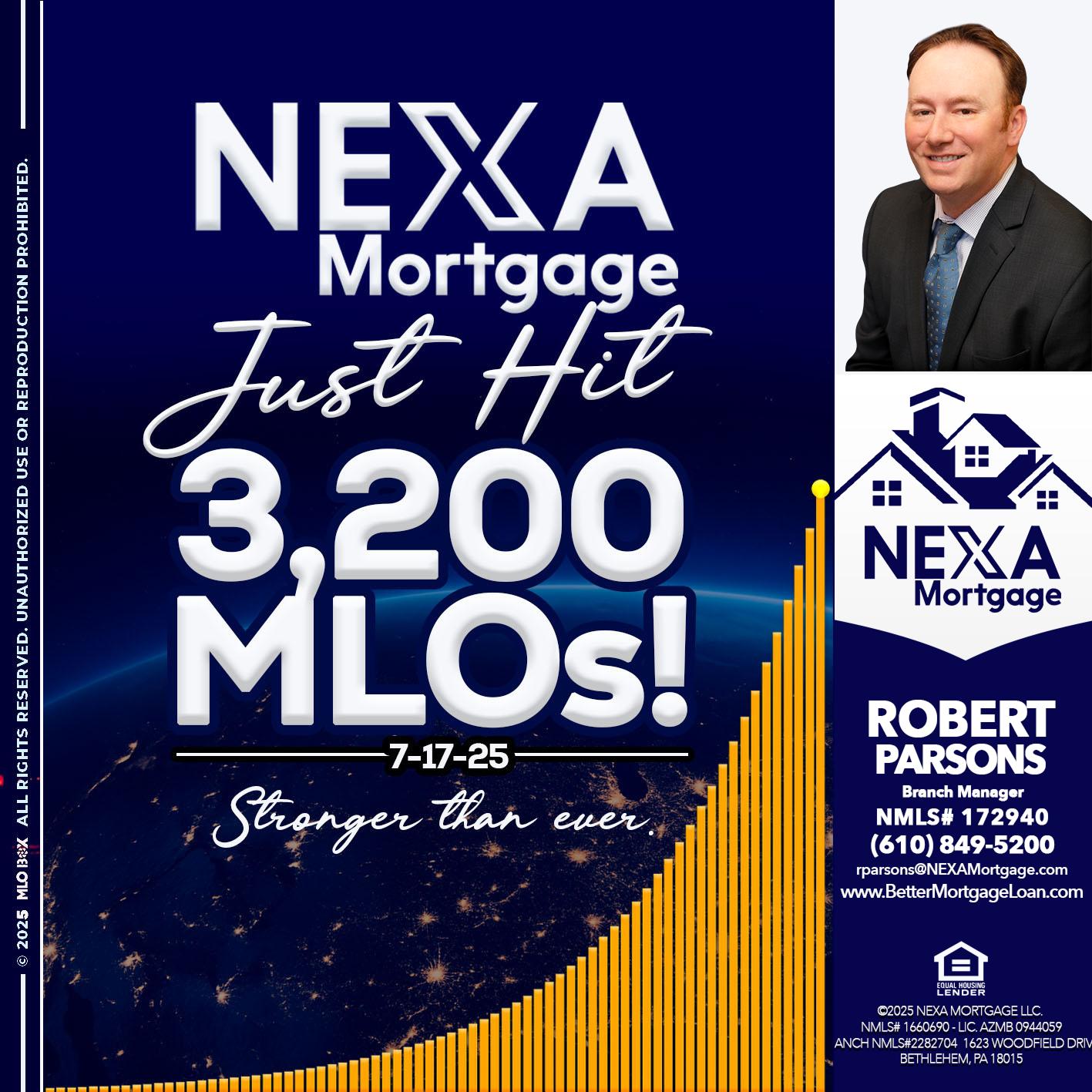 JUST HIT 3,200 MLOs - Robert Parsons -Mortgage Loan Originator