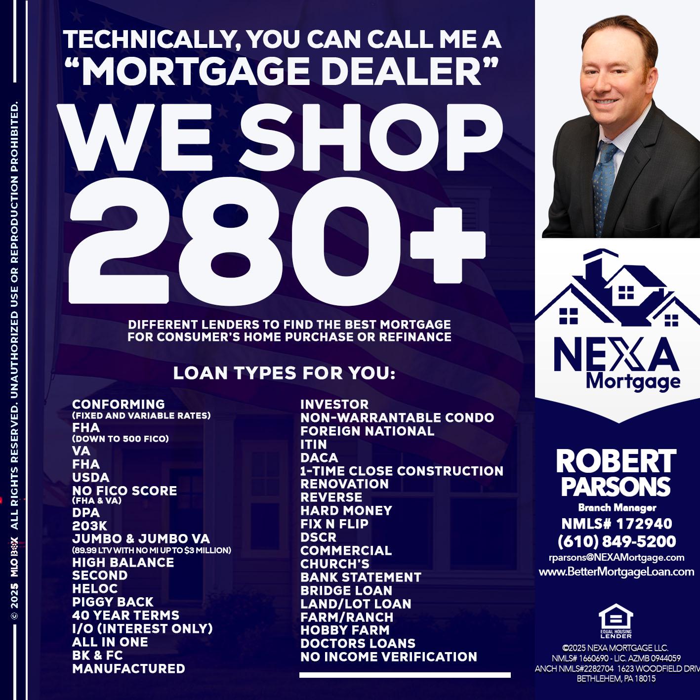 WE SHOP 280 + - Robert Parsons -Mortgage Loan Originator