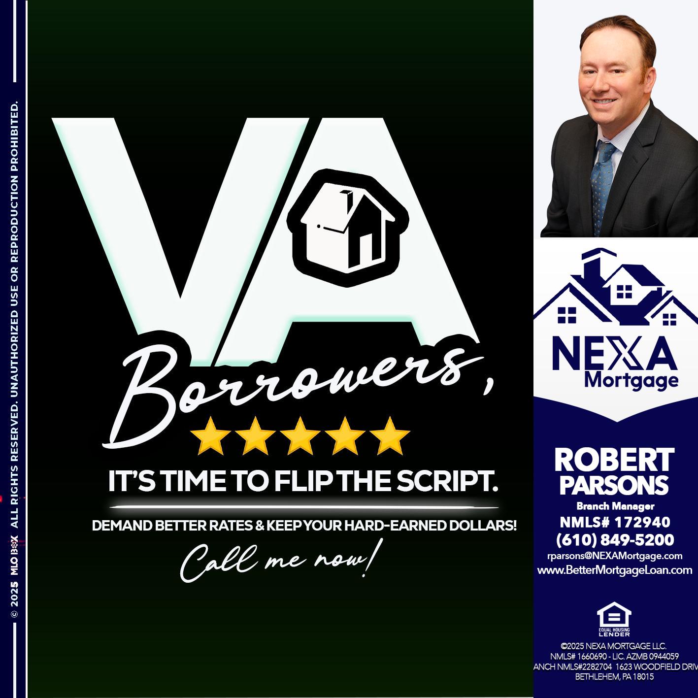 VA BORROWERS - Robert Parsons -Mortgage Loan Originator