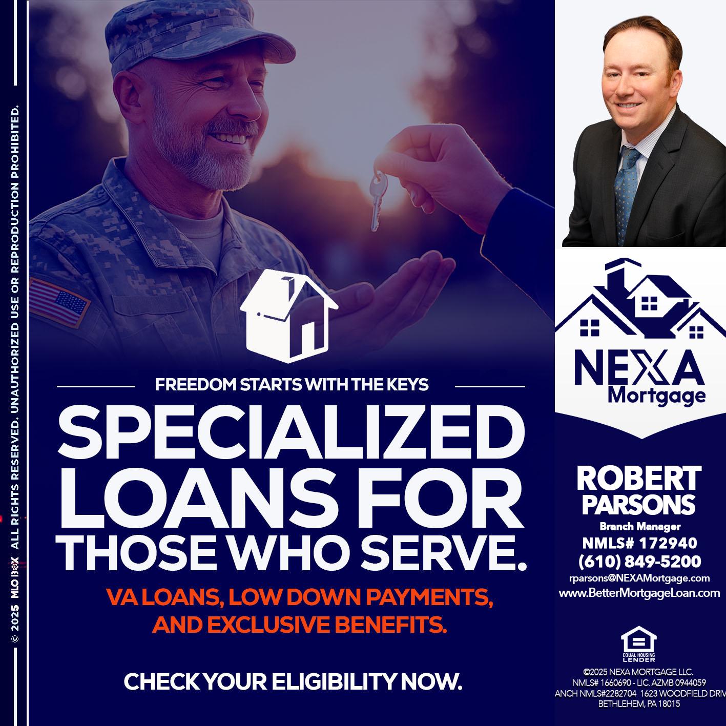 SPECIALIZED LOANS - Robert Parsons -Mortgage Loan Originator