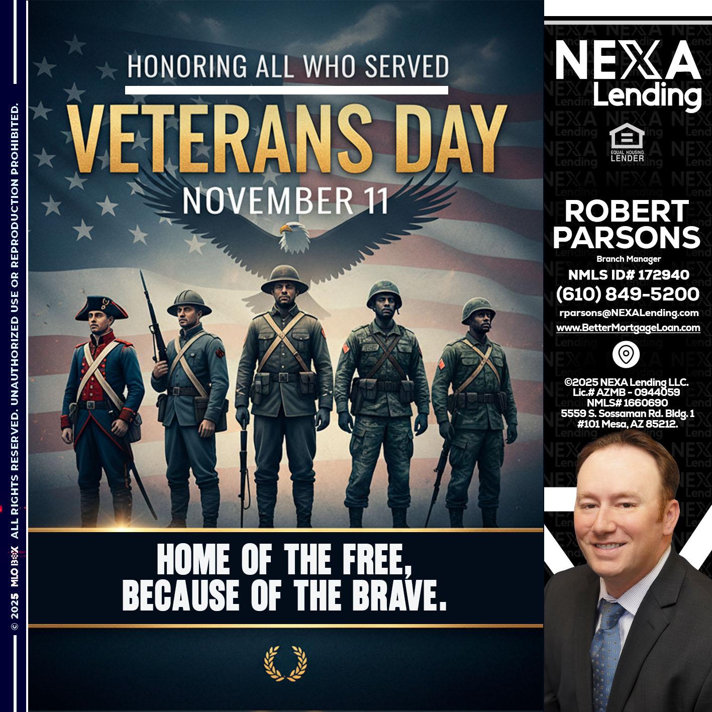 Veterans Day - Robert Parsons -Mortgage Loan Originator