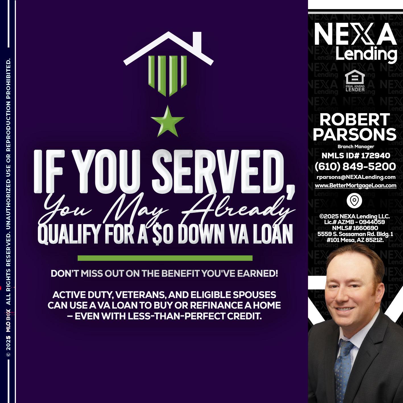 IF YOU SERVED - Robert Parsons -Mortgage Loan Originator