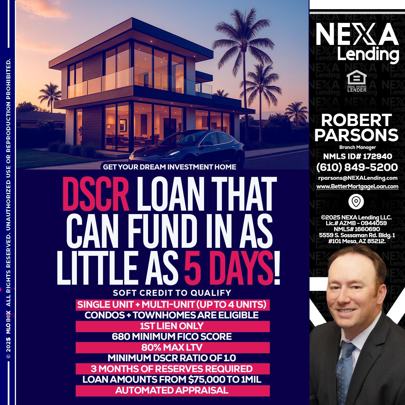 DSCR - Robert Parsons -Mortgage Loan Originator