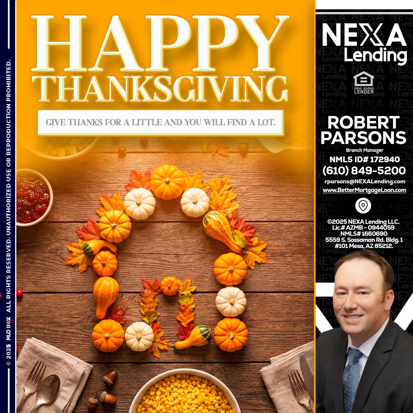 HAPPY THANKSGIVING - Robert Parsons -Mortgage Loan Originator