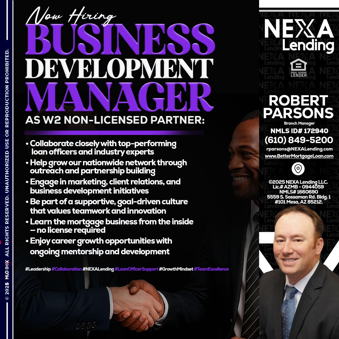 NOW HIRING - Robert Parsons -Mortgage Loan Originator