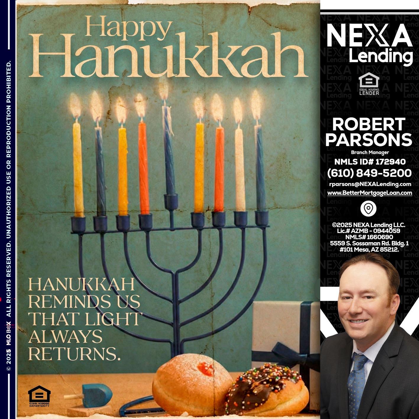 HAPPY HANUKKAH - Robert Parsons -Mortgage Loan Originator