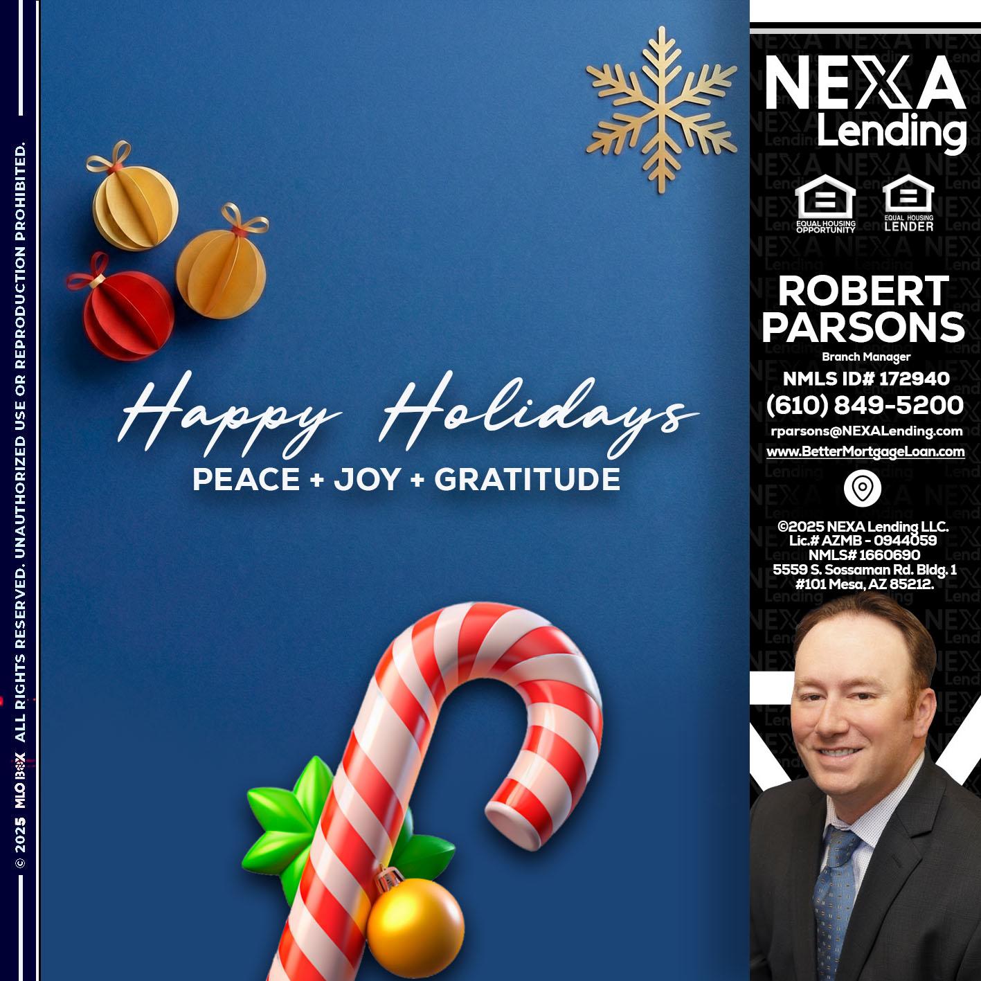 HAPPY HOLIDAYS - Robert Parsons -Mortgage Loan Originator