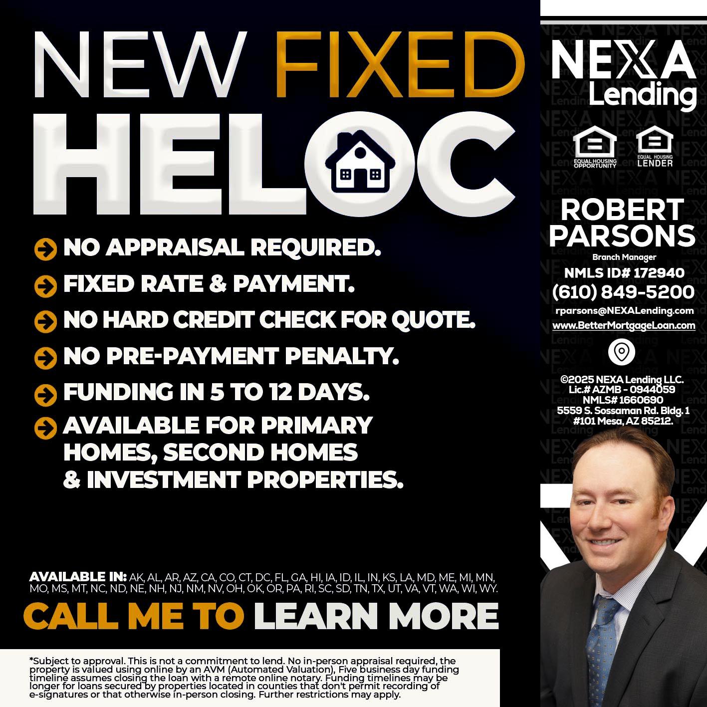 HELOC - Robert Parsons -Mortgage Loan Originator