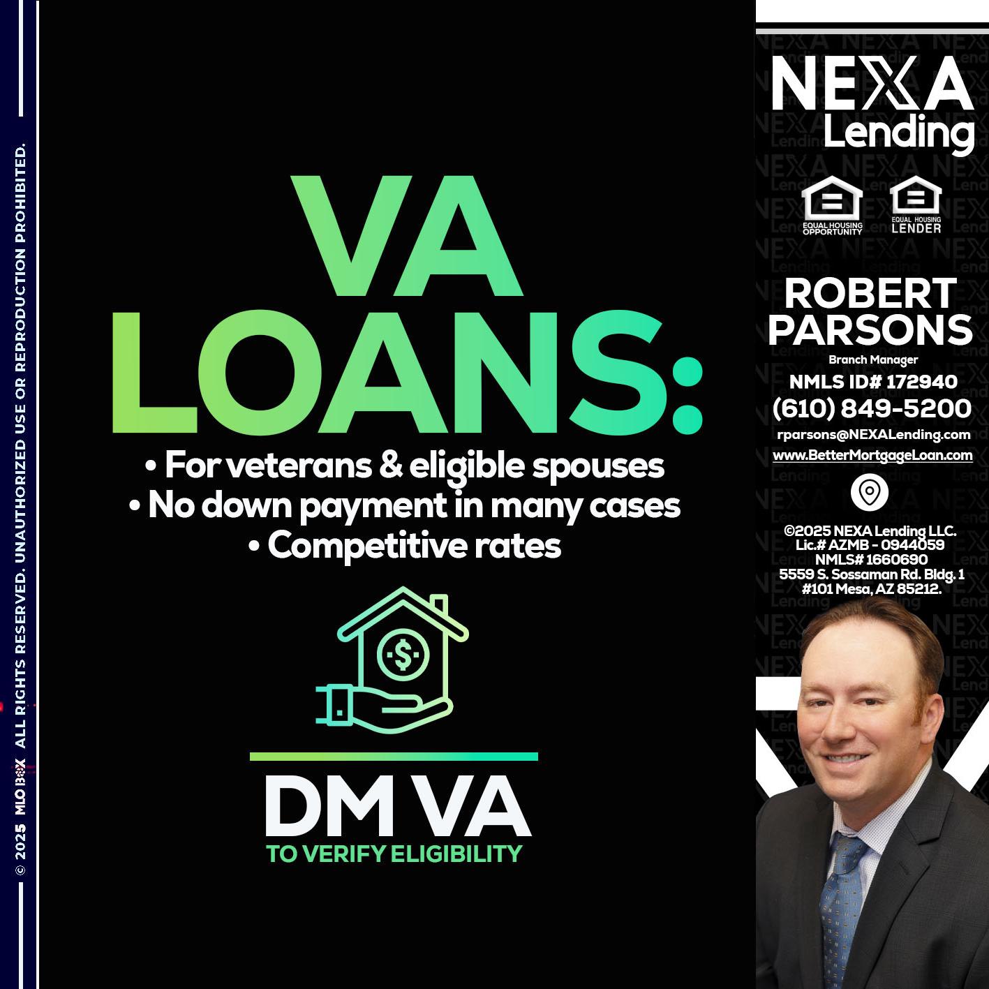 VA LOANS - Robert Parsons -Mortgage Loan Originator