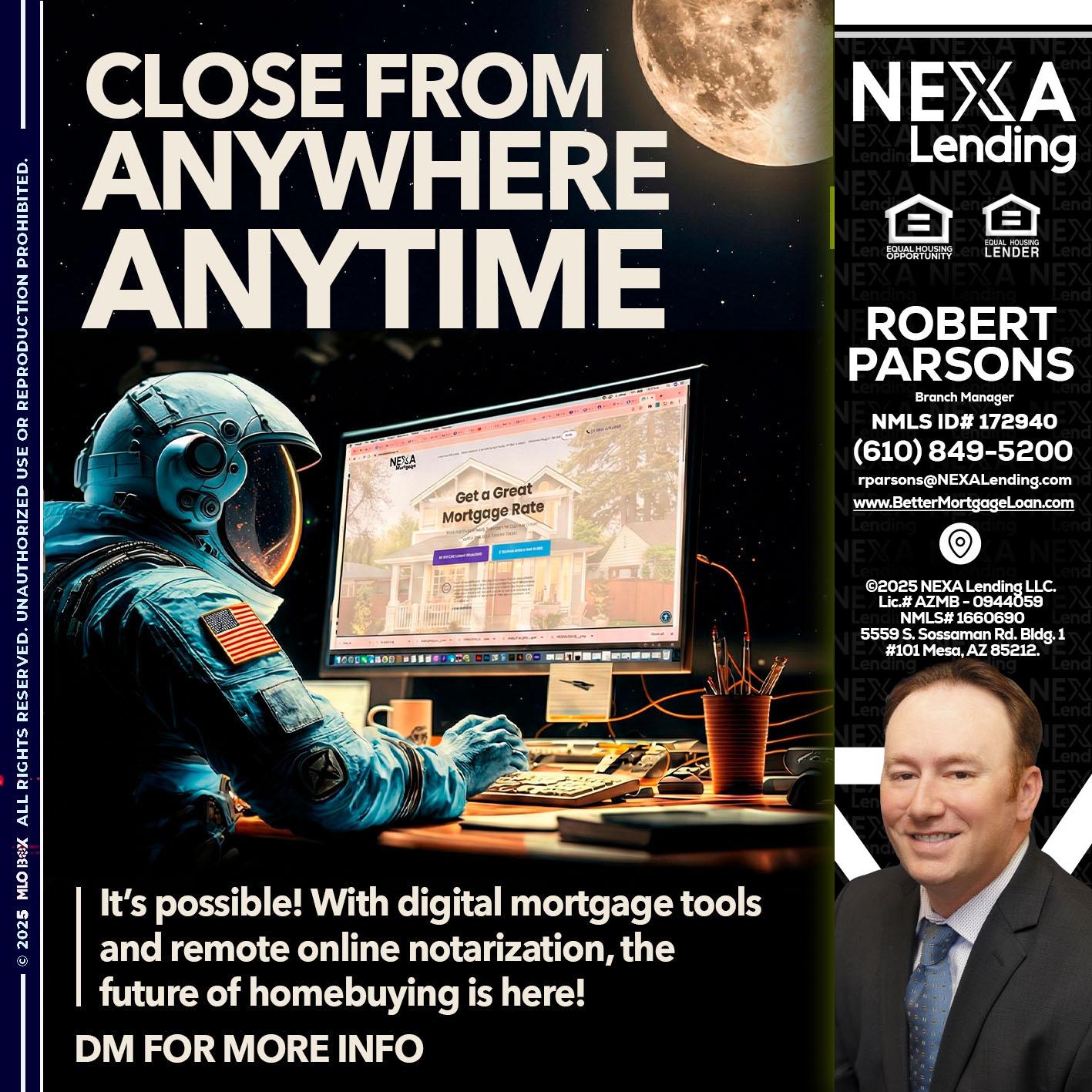 close from - Robert Parsons -Mortgage Loan Originator