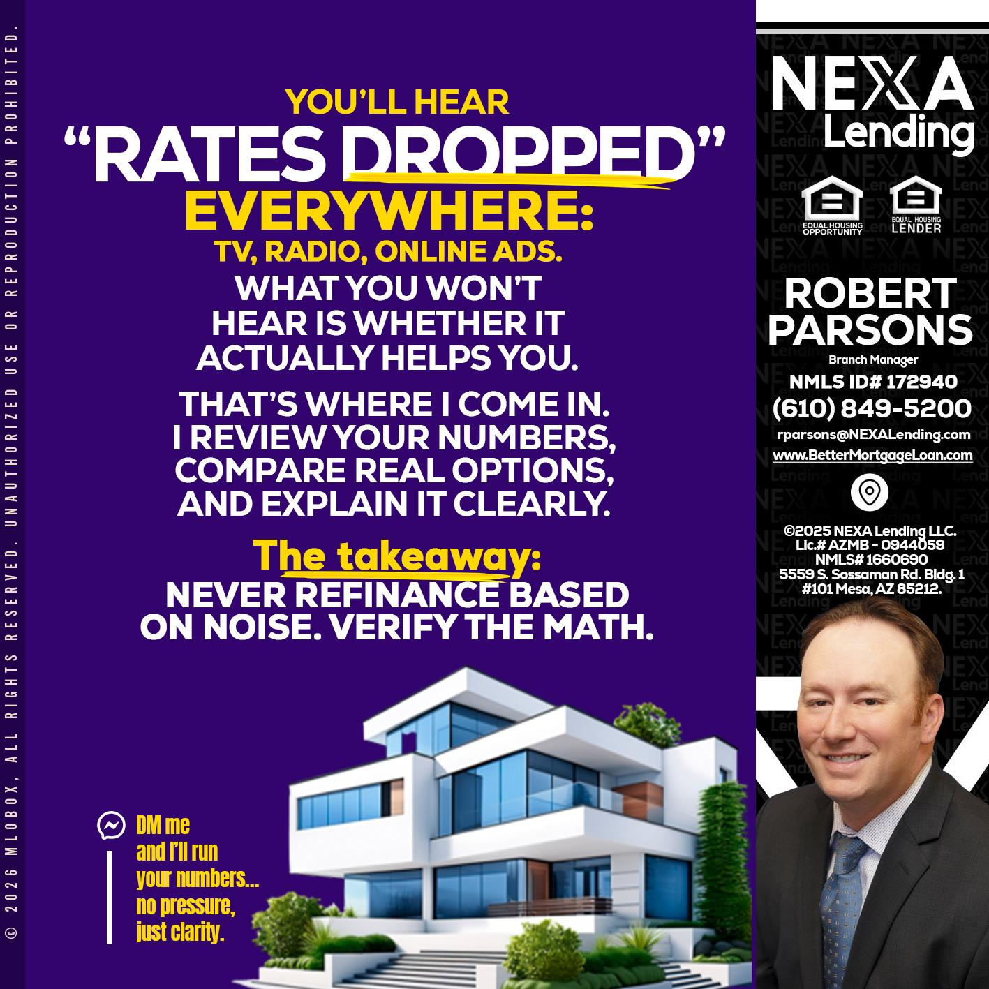 RATES DOPPED - Robert Parsons -Mortgage Loan Originator