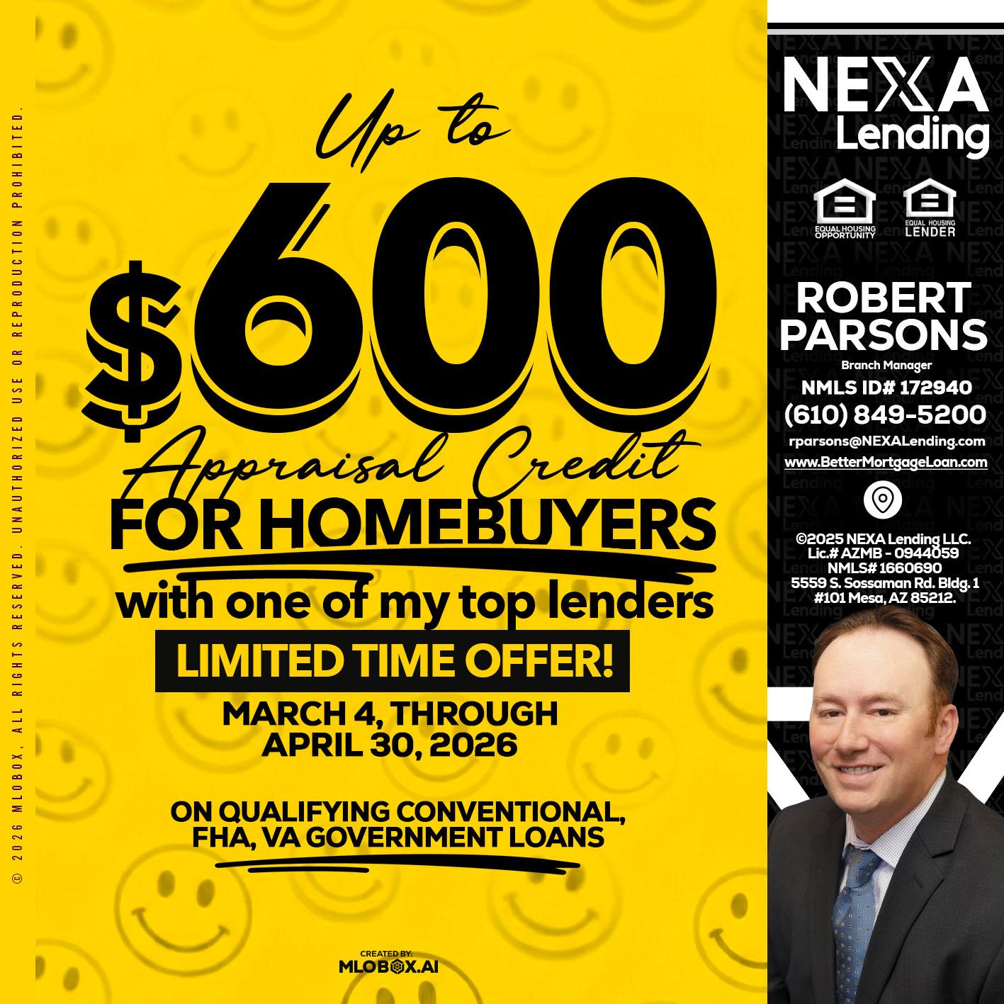 UP TO 600 - Robert Parsons -Mortgage Loan Originator