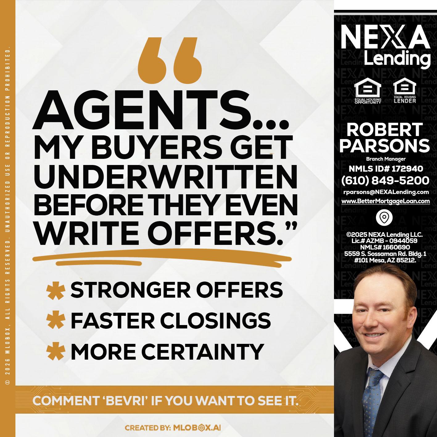 agents - Robert Parsons -Mortgage Loan Originator