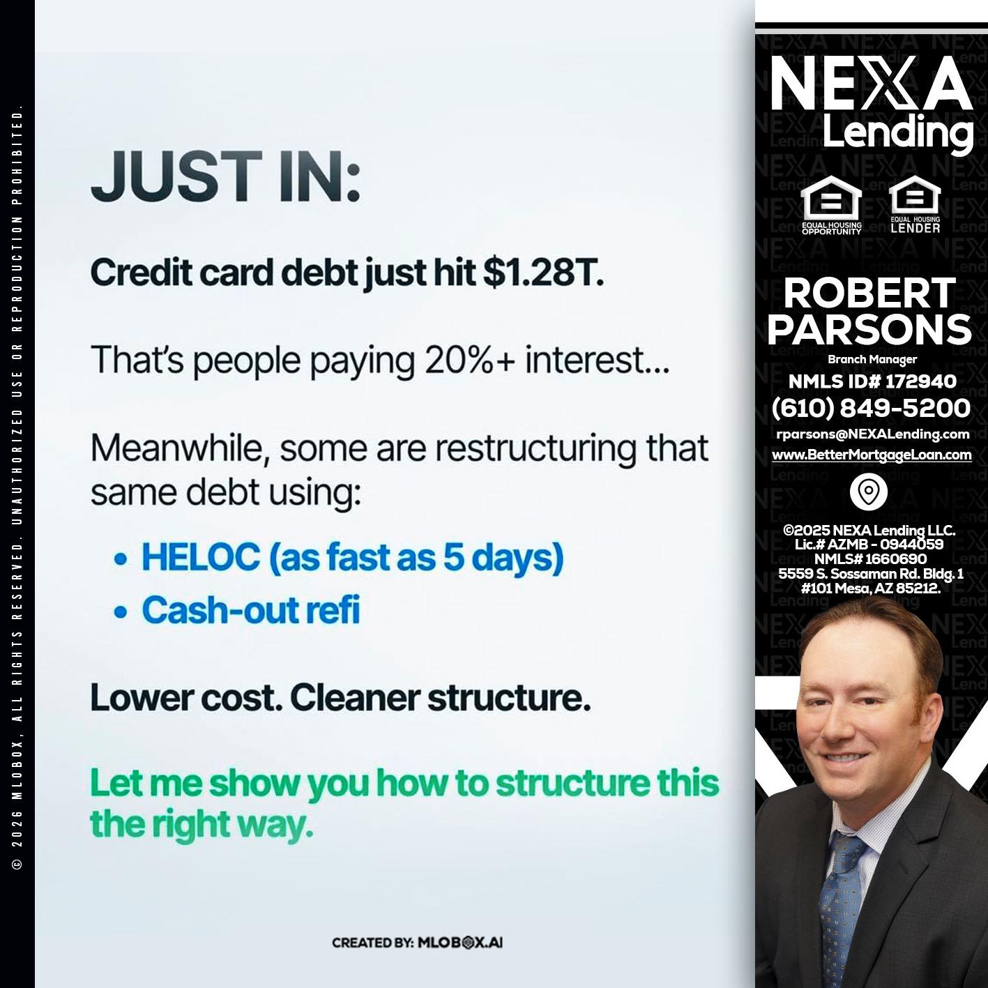 JUST IN - Robert Parsons -Mortgage Loan Originator