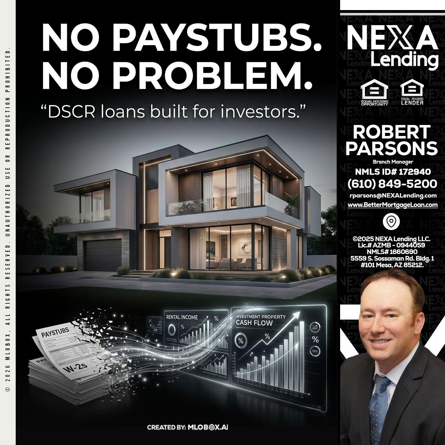 no paystub - Robert Parsons -Mortgage Loan Originator