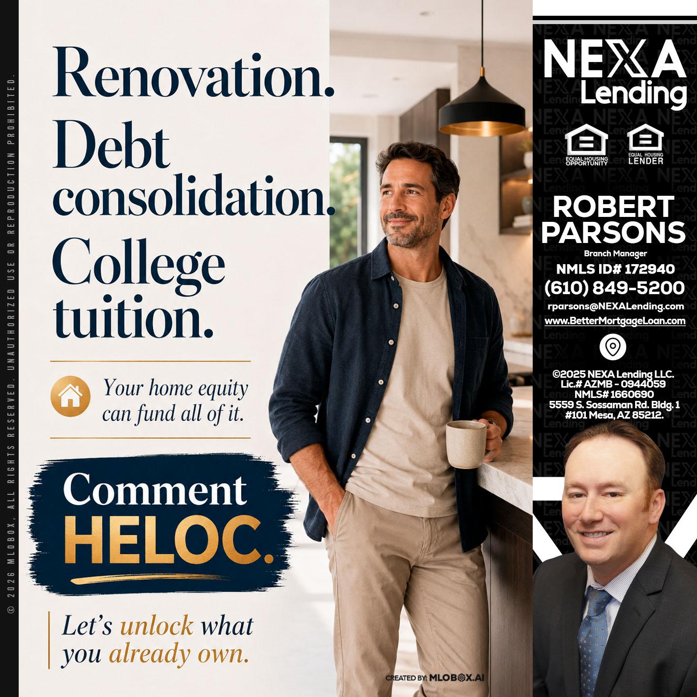 RENOVATION DEBT - Robert Parsons -Mortgage Loan Originator