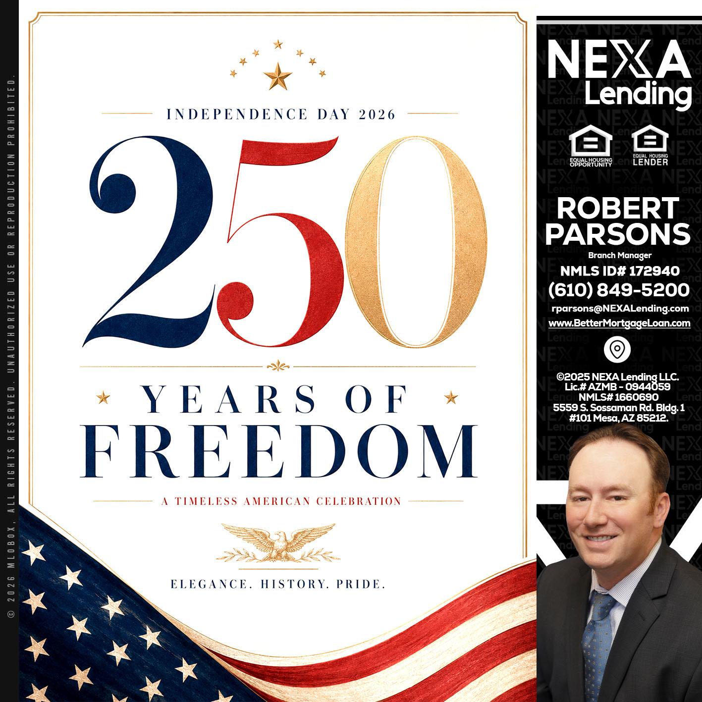250 YEARS - Robert Parsons -Mortgage Loan Originator