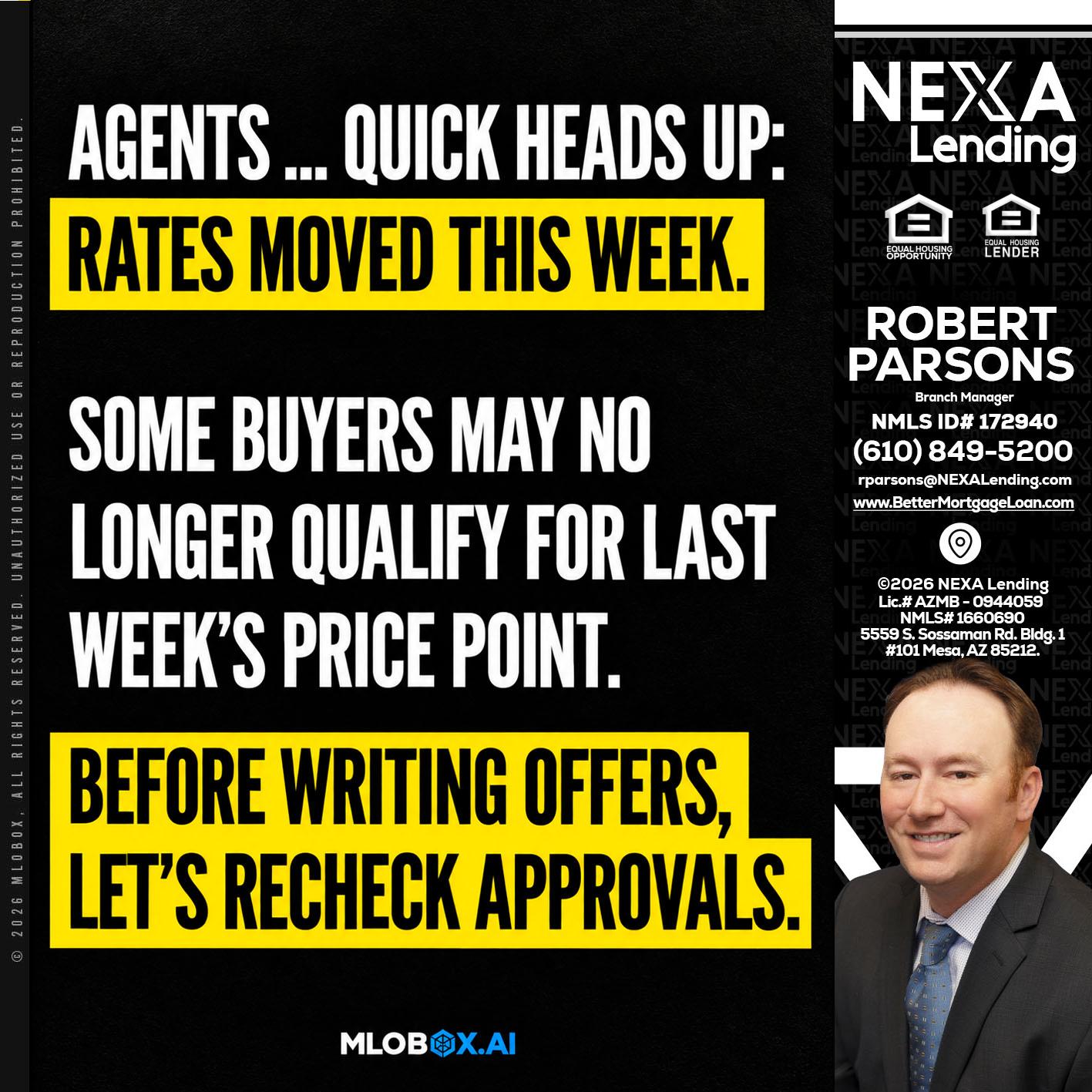 AGENTS QUICK - Robert Parsons -Mortgage Loan Originator