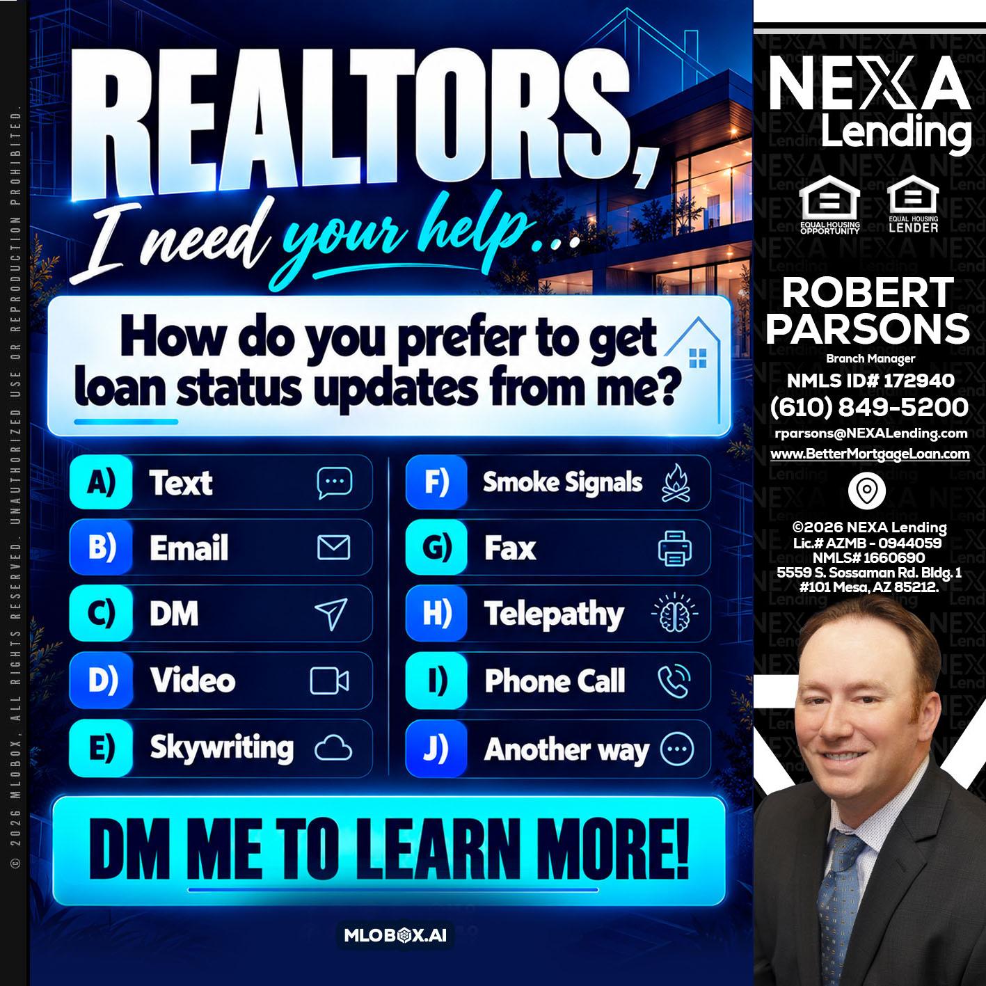 REALTORS - Robert Parsons -Mortgage Loan Originator